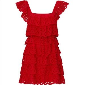 Show Me Your MuMu Red Eyelet Mini Dress